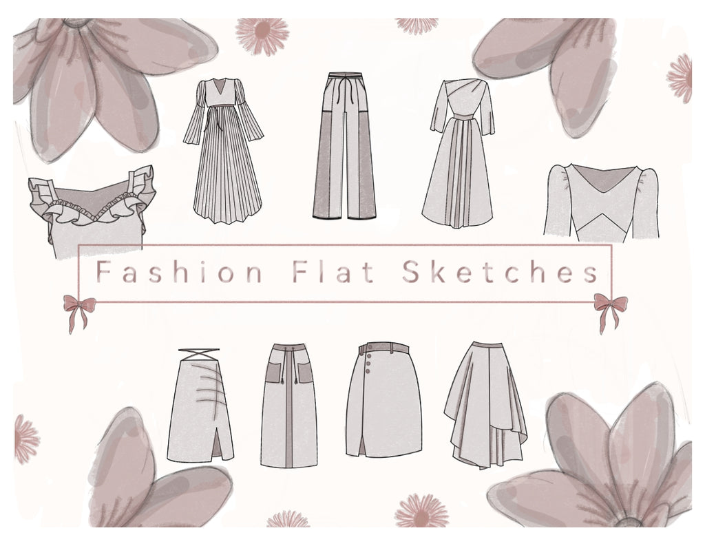 120+ Fashion Flat Sketches and Design Ideas