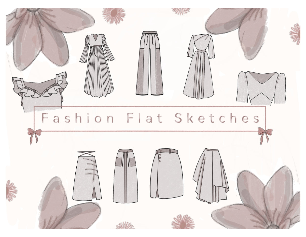 120+ Fashion Flat Sketches and Design Ideas